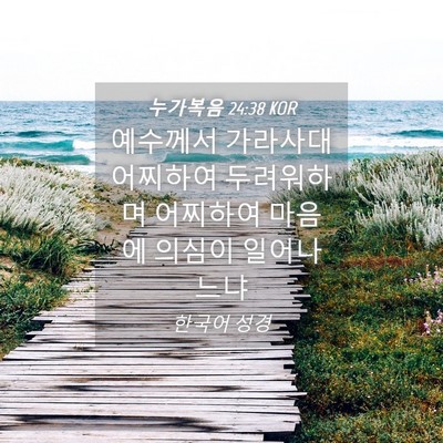 Picture 04 - 누가복음 24:38 KOR - 예수께서 가라사대 어찌하여 - Bible Verse Picture