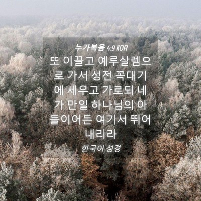 Picture 04 - 누가복음 4:9 KOR - 또 이끌고 예루살렘으로 가서 성전 - Bible Verse Picture