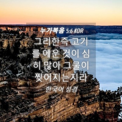 Picture 04 - 누가복음 5:6 KOR - 그리한즉 고기를 에운 것이 심히 - Bible Verse Picture
