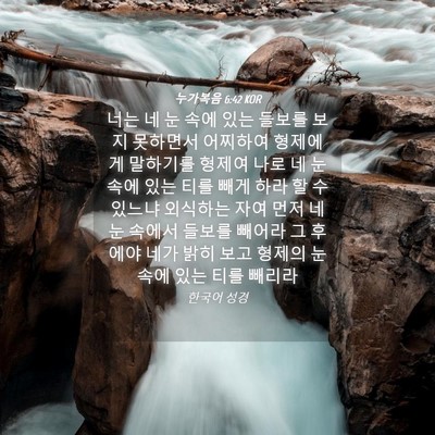 Picture 04 - 누가복음 6:42 KOR - 너는 네 눈 속에 있는 들보를 보지 - Bible Verse Picture