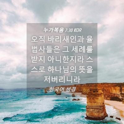 Picture 04 - 누가복음 7:30 KOR - 오직 바리새인과 율법사들은 그 - Bible Verse Picture