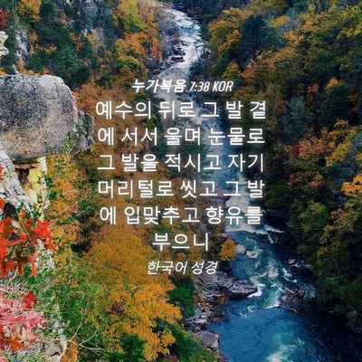 Picture 04 - 누가복음 7:38 KOR - 예수의 뒤로 그 발 곁에 서서 울며 - Bible Verse Picture