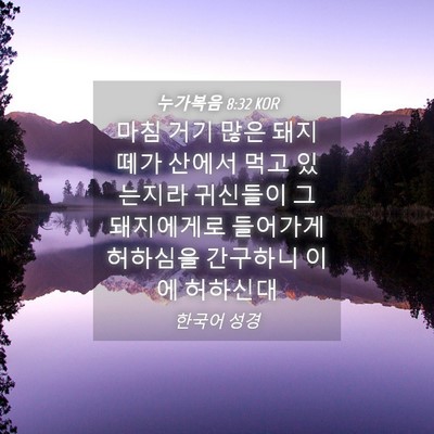 Picture 04 - 누가복음 8:32 KOR - 마침 거기 많은 돼지 떼가 산에서 - Bible Verse Picture