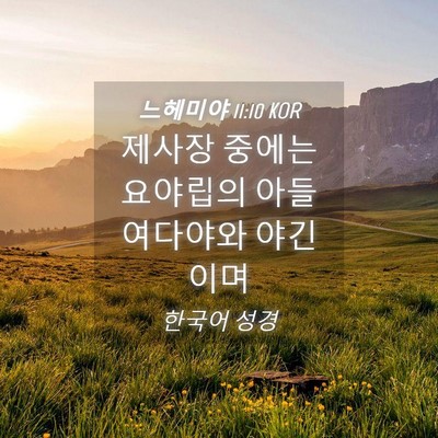 Picture 04 - 느헤미야 11:10 KOR - 제사장 중에는 요야립의 아들 - Bible Verse Picture