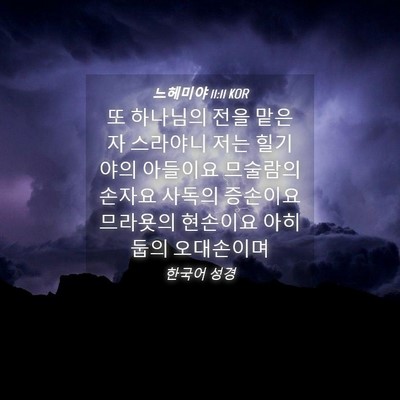 Picture 04 - 느헤미야 11:11 KOR - 또 하나님의 전을 맡은 자 스라야니 - Bible Verse Picture