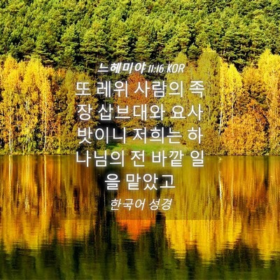 Picture 04 - 느헤미야 11:16 KOR - 또 레위 사람의 족장 삽브대와 - Bible Verse Picture