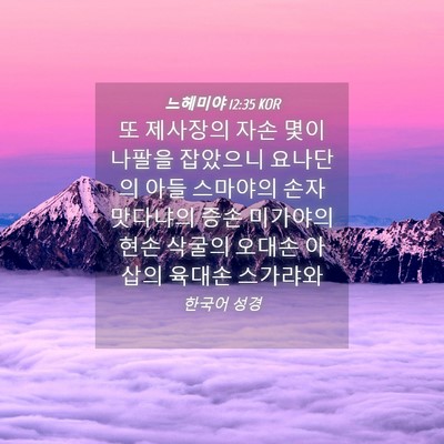Picture 04 - 느헤미야 12:35 KOR - 또 제사장의 자손 몇이 나팔을 - Bible Verse Picture