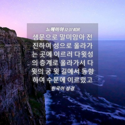 Picture 04 - 느헤미야 12:37 KOR - 샘문으로 말미암아 전진하여 성으로 - Bible Verse Picture