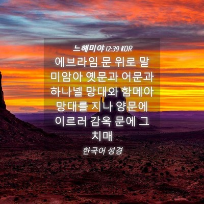 Picture 04 - 느헤미야 12:39 KOR - 에브라임 문 위로 말미암아 옛문과 - Bible Verse Picture