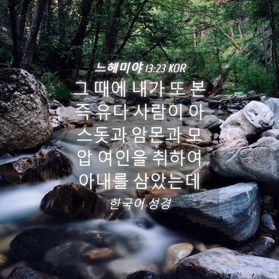 Picture 04 - 느헤미야 13:23 KOR - 그 때에 내가 또 본즉 유다 사람이 - Bible Verse Picture