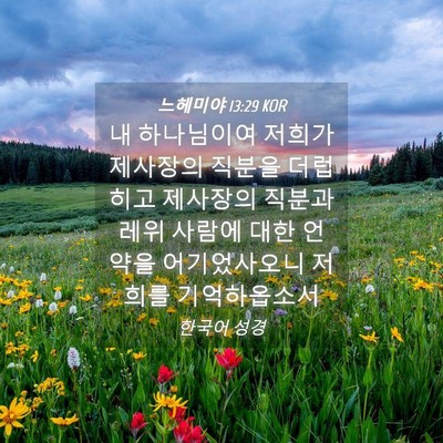 Picture 04 - 느헤미야 13:29 KOR - 내 하나님이여 저희가 제사장의 - Bible Verse Picture