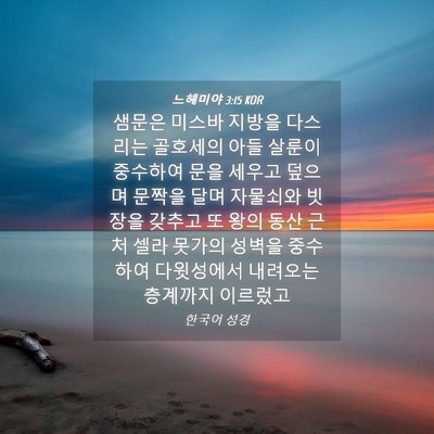 Picture 04 - 느헤미야 3:15 KOR - 샘문은 미스바 지방을 다스리는 - Bible Verse Picture