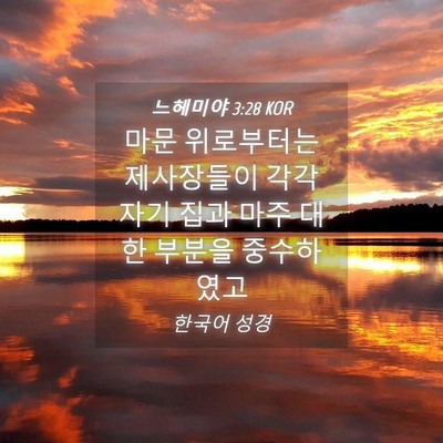 Picture 04 - 느헤미야 3:28 KOR - 마문 위로부터는 제사장들이 각각 - Bible Verse Picture