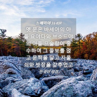 Picture 04 - 느헤미야 3:6 KOR - 옛 문은 바세아의 아들 요야다와 - Bible Verse Picture