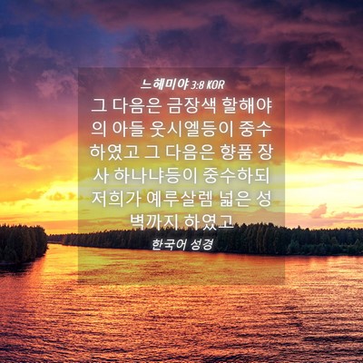 Picture 04 - 느헤미야 3:8 KOR - 그 다음은 금장색 할해야의 아들 - Bible Verse Picture