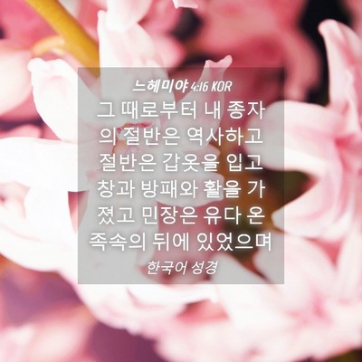 Picture 04 - 느헤미야 4:16 KOR - 그 때로부터 내 종자의 절반은 - Bible Verse Picture