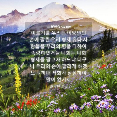Picture 04 - 느헤미야 5:8 KOR - 이르기를 우리는 이방인의 손에 팔린 - Bible Verse Picture