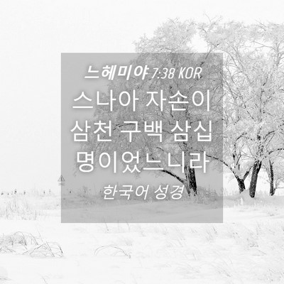Picture 04 - 느헤미야 7:38 KOR - 스나아 자손이 삼천 구백 - Bible Verse Picture