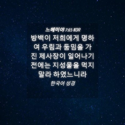 Picture 04 - 느헤미야 7:65 KOR - 방백이 저희에게 명하여 우림과 - Bible Verse Picture
