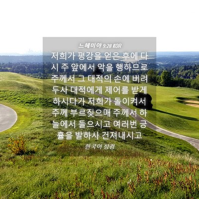 Picture 04 - 느헤미야 9:28 KOR - 저희가 평강을 얻은 후에 다시 주 - Bible Verse Picture