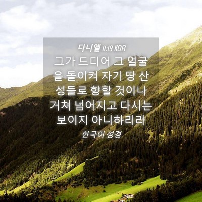 Picture 04 - 다니엘 11:19 KOR - 그가 드디어 그 얼굴을 돌이켜 자기 - Bible Verse Picture
