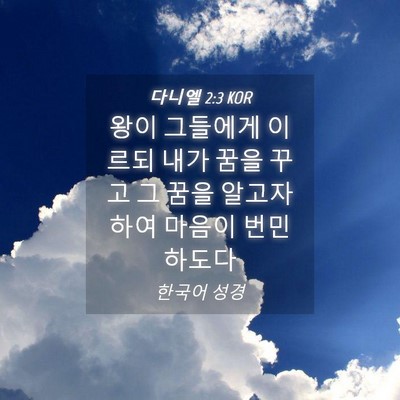 Picture 04 - 다니엘 2:3 KOR - 왕이 그들에게 이르되 내가 꿈을 - Bible Verse Picture