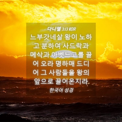 Picture 04 - 다니엘 3:13 KOR - 느부갓네살 왕이 노하고 분하여 - Bible Verse Picture