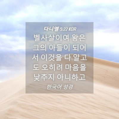 Picture 04 - 다니엘 5:22 KOR - 벨사살이여 왕은 그의 아들이 되어서 - Bible Verse Picture