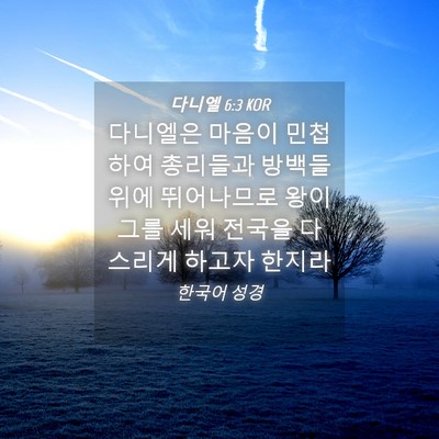 Picture 04 - 다니엘 6:3 KOR - 다니엘은 마음이 민첩하여 총리들과 - Bible Verse Picture