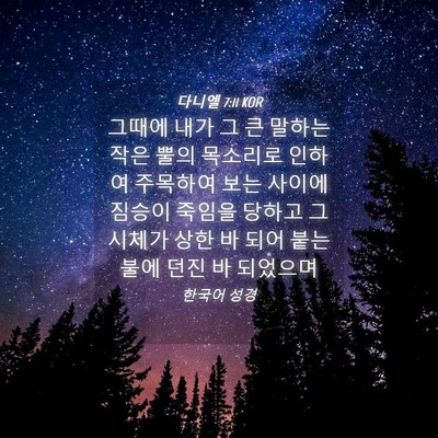 Picture 04 - 다니엘 7:11 KOR - 그때에 내가 그 큰 말하는 작은 뿔의 - Bible Verse Picture