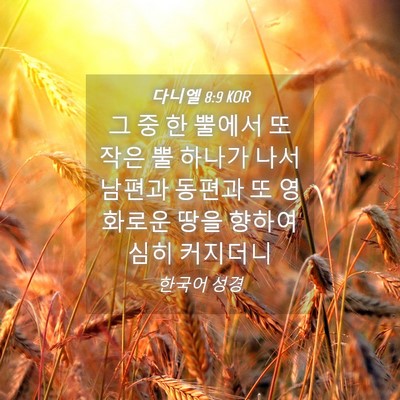 Picture 04 - 다니엘 8:9 KOR - 그 중 한 뿔에서 또 작은 뿔 하나가 - Bible Verse Picture