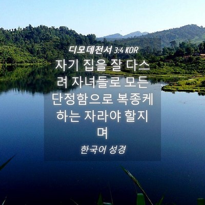 Picture 04 - 디모데전서 3:4 KOR - 자기 집을 잘 다스려 자녀들로 모든 - Bible Verse Picture