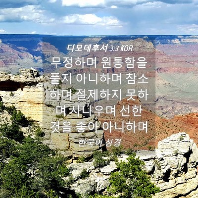 Picture 04 - 디모데후서 3:3 KOR - 무정하며 원통함을 풀지 아니하며 - Bible Verse Picture