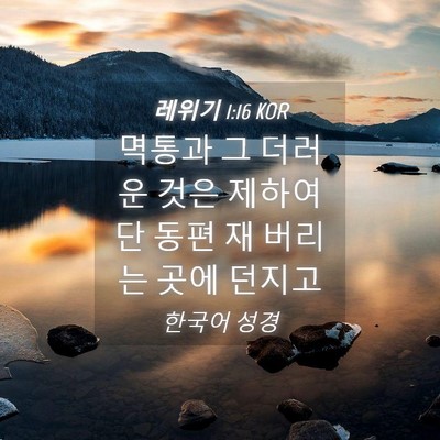 Picture 04 - 레위기 1:16 KOR - 멱통과 그 더러운 것은 제하여 단 - Bible Verse Picture