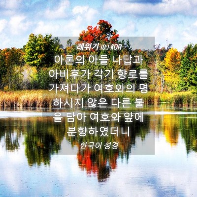 Picture 04 - 레위기 10:1 KOR - 아론의 아들 나답과 아비후가 각기 - Bible Verse Picture