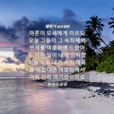 Picture 04 - 레위기 10:19 KOR - 아론이 모세에게 이르되 오늘 그들이 - Bible Verse Picture