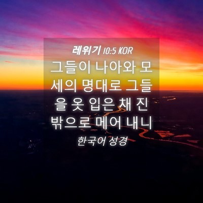 Picture 04 - 레위기 10:5 KOR - 그들이 나아와 모세의 명대로 그들을 - Bible Verse Picture