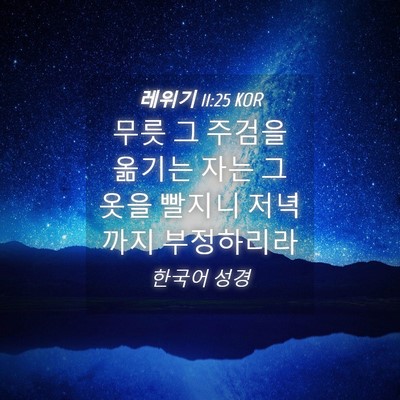 Picture 04 - 레위기 11:25 KOR - 무릇 그 주검을 옮기는 자는 그 옷을 - Bible Verse Picture
