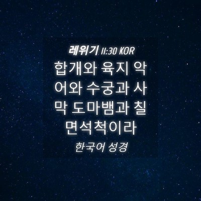 Picture 04 - 레위기 11:30 KOR - 합개와 육지 악어와 수궁과 사막 - Bible Verse Picture