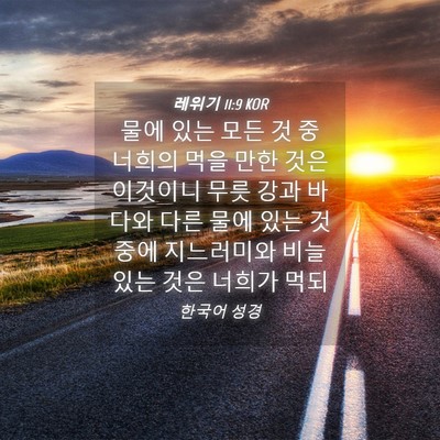 Picture 04 - 레위기 11:9 KOR - 물에 있는 모든 것 중 너희의 먹을 - Bible Verse Picture