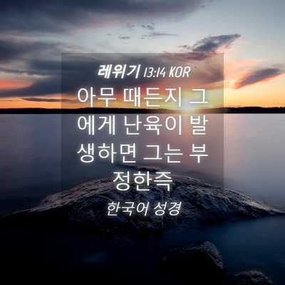 Picture 04 - 레위기 13:14 KOR - 아무 때든지 그에게 난육이 발생하면 - Bible Verse Picture
