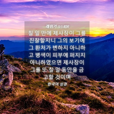 Picture 04 - 레위기 13:5 KOR - 칠 일 만에 제사장이 그를 - Bible Verse Picture