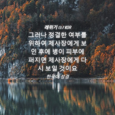 Picture 04 - 레위기 13:7 KOR - 그러나 정결한 여부를 위하여 - Bible Verse Picture