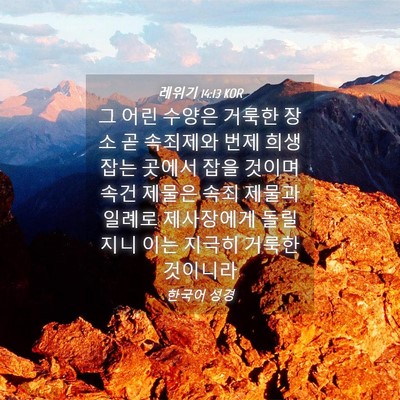 Picture 04 - 레위기 14:13 KOR - 그 어린 수양은 거룩한 장소 곧 - Bible Verse Picture