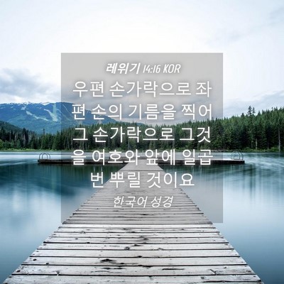 Picture 04 - 레위기 14:16 KOR - 우편 손가락으로 좌편 손의 기름을 - Bible Verse Picture