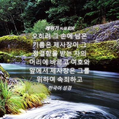 Picture 04 - 레위기 14:18 KOR - 오히려 그 손에 남은 기름은 - Bible Verse Picture