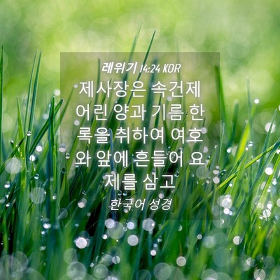 Picture 04 - 레위기 14:24 KOR - 제사장은 속건제 어린 양과 기름 한 - Bible Verse Picture