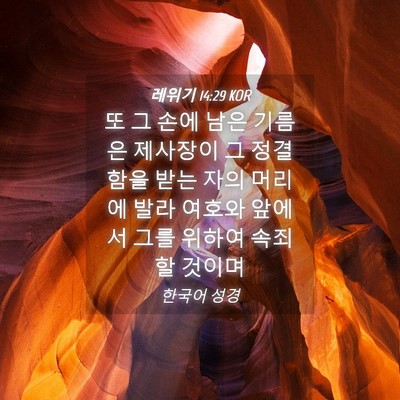 Picture 04 - 레위기 14:29 KOR - 또 그 손에 남은 기름은 제사장이 그 - Bible Verse Picture