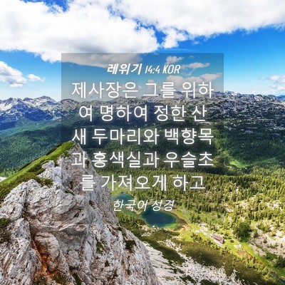 Picture 04 - 레위기 14:4 KOR - 제사장은 그를 위하여 명하여 정한 - Bible Verse Picture