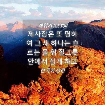 Picture 04 - 레위기 14:5 KOR - 제사장은 또 명하여 그 새 하나는 - Bible Verse Picture